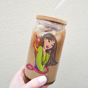 Disney’s Mulan 16oz can glass with bamboo lid & straw